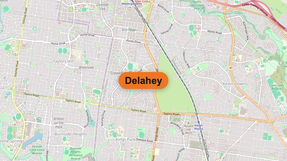 A map of Delahey, Victoria