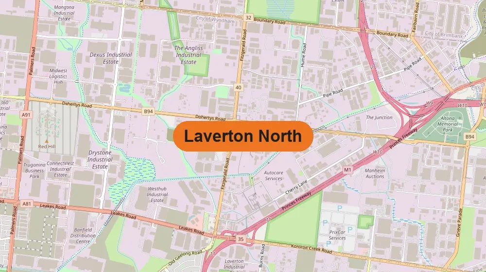 A map of Laverton North, Victoria